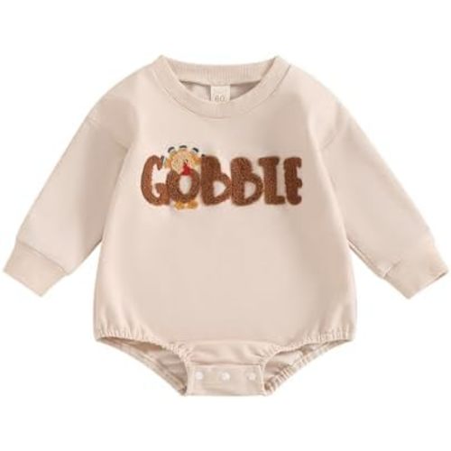 Thanksgiving Baby Girl Boy Outfit Newborn Bubble Romper Fall Winter Infant Long Sleeve Sweatshirt Top Cute Clothes