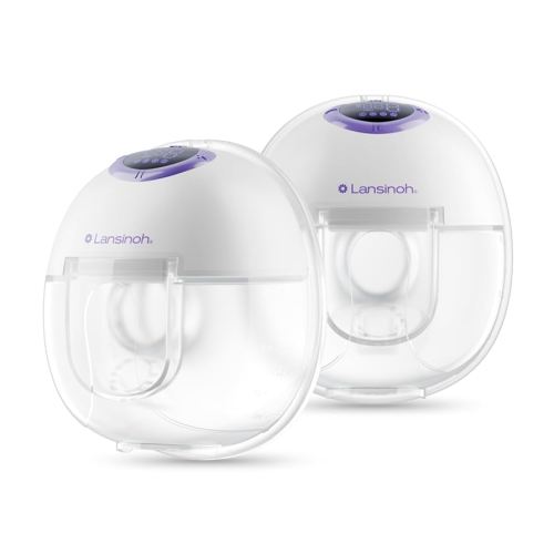 Lansinoh Discreet Duo Wearable Breast Pump, Hands Free Breast Pump, 4 Pumping Modes, 9 Levels Hospital Strength Suction, LED Display, Leak-Resistant Design, 2 Breast Flange Sizes Included: 24mm & 21mm