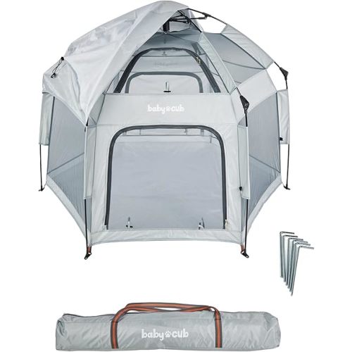 Baby Cub Playden - Indoor/Outdoor Covered Play Tent for Children, Portable Tent with Canopy, Easy Pop Up for Beach or Home, Lightweight and Versatile Child Tent