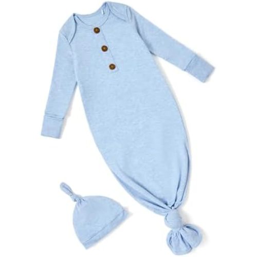 PATPAT Baby Soft Sleeper Gown with Tencel Lyocell & Wool Blend, Newborn Boy Girl Infant Knotted Sleep Sack with Mittens