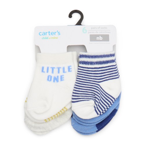 Carter's Child of Mine Newborn Boys Shark Socks, 6-Pack, Sizes 0-6M
