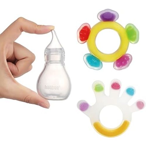haakaa Silicone Baby Nasal Aspirator&Teether Combo Set|Easy-Squeeze Nose Bulb Syringe|Freezer Teething Toy