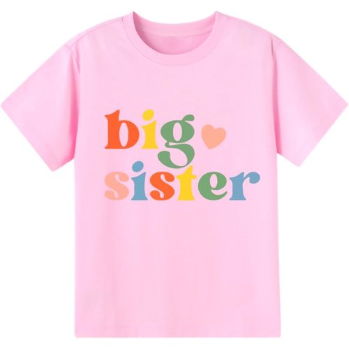 Big Sister Shirt for Baby Girls Cotton T-Shirt Short Sleeve Tops Toddler Baby Announcement Tees Outfits 1-7 Years