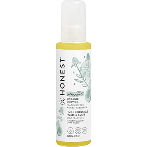 The Honest Company Organic Body Oil | Gentle for Baby | Fragrance Free, Plant-Based, Hypoallergenic | 4.0 fl oz