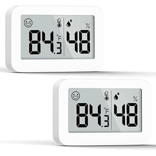 DOOMAY 2-Pack Mini Hygrometer Indoor Thermometer, Humidity Gauge with Switch (℃/℉), Humidity Meter Digital Temperature Monitor for Greenhouse Babyroom Cellar Reptile Incubator Closet