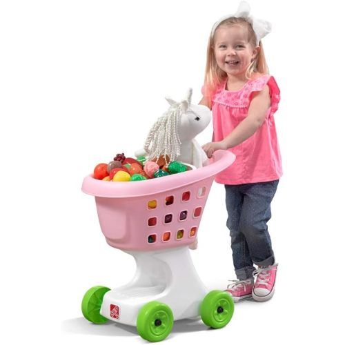 Step2 Little Helper's Shopping Cart for Kids, Play Grocery Cart, Made of Durable Plastic, for Toddlers 2+ Years Old, Pink