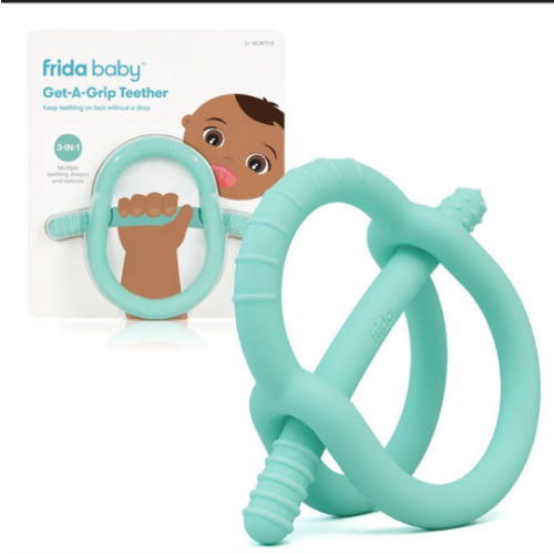 Frida Baby Get-A-Grip BabyTeether for Teething Relief | 100% Food-Grade Silicone Teething Toys for Baby 0-6, 12, 18 Months Infant, BPA-Free, PVC-Free | Pink