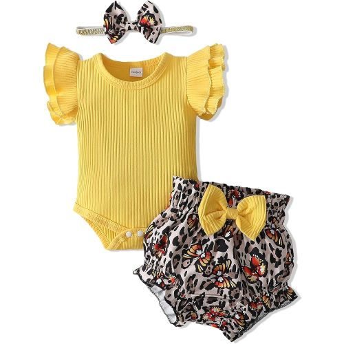 SUNNY PIGGY Baby Girl Clothes Infant Girl Outfit Newborn Girl Romper Summer Baby Girls’Clothing Short Set