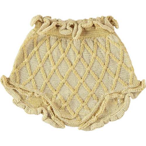 Diamond Knit Ruffled Hem Culotte, Yellow - Coco Au Lait | Maisonette