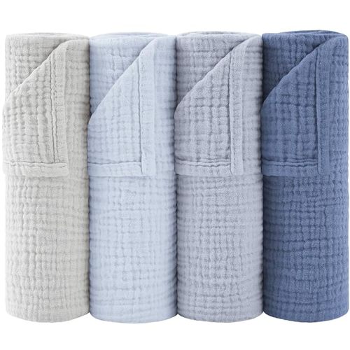 Susurration 4,7 Pack Cotton Newborn Bath Towels 24''X24'' Ultra Soft Absorbent Baby Muslin Washcloths Burp Cloths Skin-Friendly Swaddling Blankets for Infant