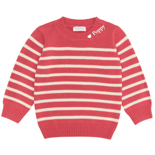 Minnow unisex red and cream stripe knit sweater