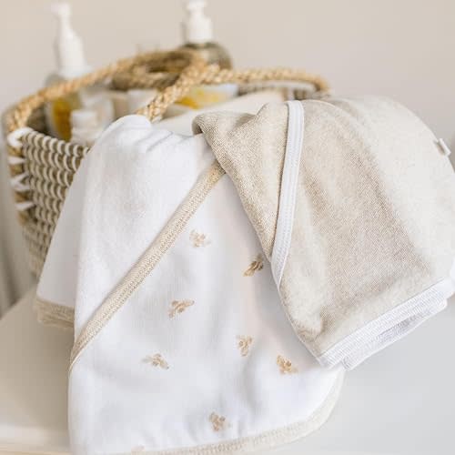 Burt's Bees Baby - Hooded Towels, Absorbent Knit Terry, Super Soft Single Ply, 100% Organic Cotton