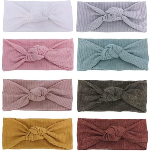 Baby Headbands Stretchy Hairbands Hair Bow Elastics for Baby Girls Newborn Toddlers Infant Kids (Knot Headband Mustard)