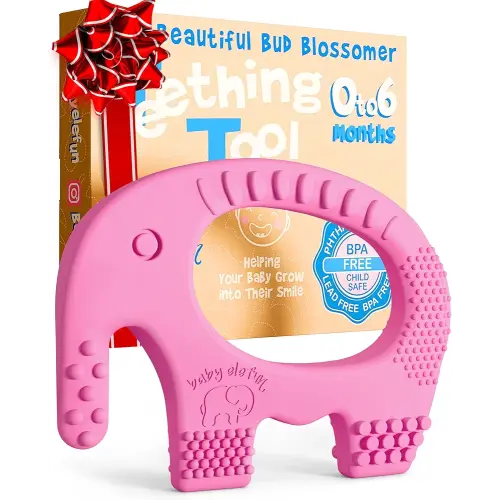Baby Elefun Baby Teething Toys 5X Pain Relief Zero Delay 0-6 Months Pink