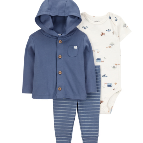 Blue/White Baby 3-Piece Dog Print Little Cardigan Set | Carter’s Oshkosh Canada