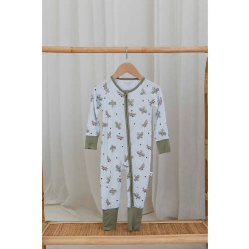 Zippered Romper in Planes