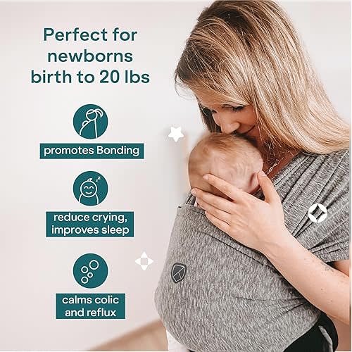 Koala Babycare Baby Carrier Wrap, Easy to Wear As a T-Shirt - Baby Wearing Wrap One Size Fits All - Newborn Wrap Carrier Up to 22lbs