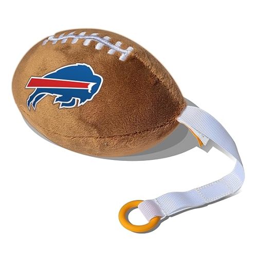 Buffalo Bills Plush Football Pacifier Holder by Smilo - Officially Licensed NFL Soother Holder - Soft Plush Toy and Dummy Holder - Fits Any Pacifier - Stroller Accessory & Newborn Essential