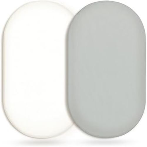 GRSSDER Stretchy Ultra Soft Fitted Bassinet Sheet 2 Pack, Universal Fit for Bassinets Baby Cradle Moses Basket Oval Rectangle Mattress Safe and Snug, Jersey Bassinet Sheets for Girls, White/Gray