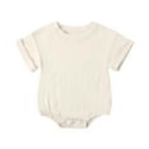 Lenago Organic Cotton Baby Boy Bubble Romper Solid Crewneck Short Sleeve Oversized One-Piece TShirt Onsies Top Summer Clothes