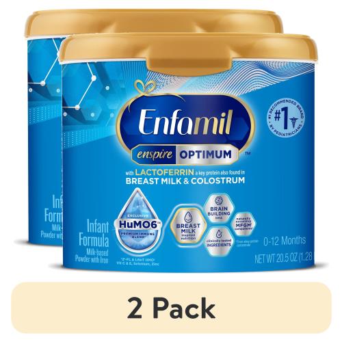 (2 pack) Enfamil Optimum Powder Baby Formula, Our Closest to Breast Milk, 20.5 oz Tub