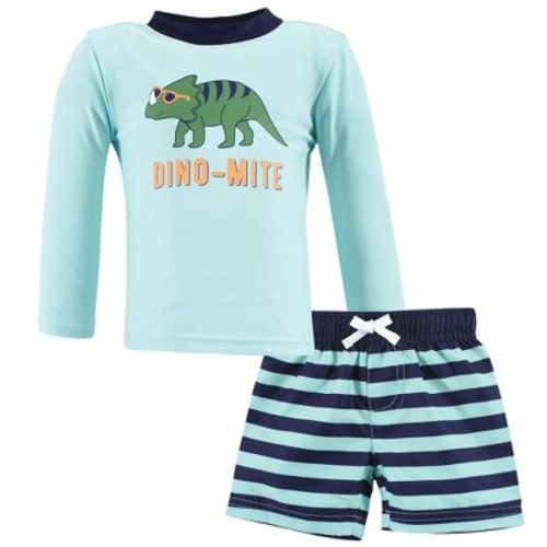 Hudson Baby Boys Swim Rashguard Set, Dino-mite, 12-18 Months
