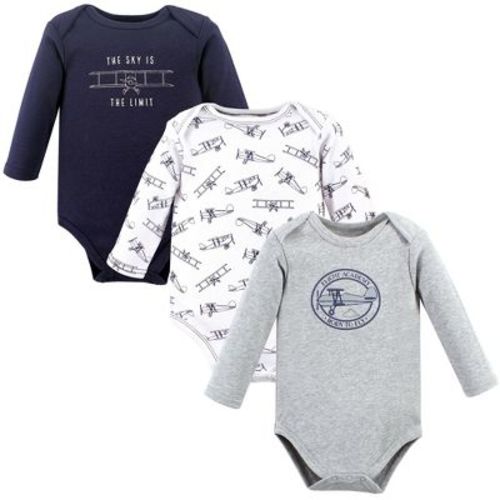 Hudson Baby Infant Boy Cotton Long-Sleeve Bodysuits, Aviation, 0-3 Months