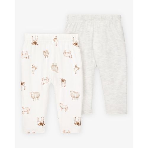 Baby Girl 2-Pack PurelySoft Pull-On Pants - Grey/Ivory - Carter's | Carter's