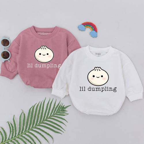 Lil Dumpling baby romper, Little Dumpling Bodysuit, Baby Clothes, Vegan Baby Outfit, Cute Baby Costume, Food Baby Gift, Baby Shower Gift