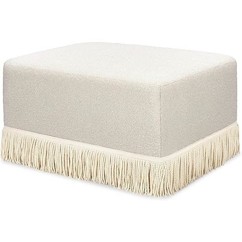 Namesake Crawford Gliding Ottoman in Rose Boucle with Ivory Tassel Fringe, GREENGUARD Gold and CertiPUR-US® Certified, No Assembly Required