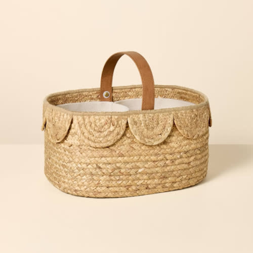 "natural woven scalloped baby diaper caddy" : Target