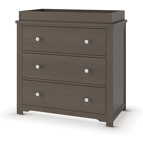 Child Craft Harmony 3-Drawer Dresser with Changing Table Topper (Dapper Gray)