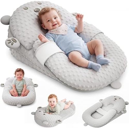 Baby Support Pillow, Baby Lounger & Tummy Time Mat for Home and Travel, Infant Nursing Pillow with Detachable & Washable Cover, Newborn Babies Essentials Gifts for Infants