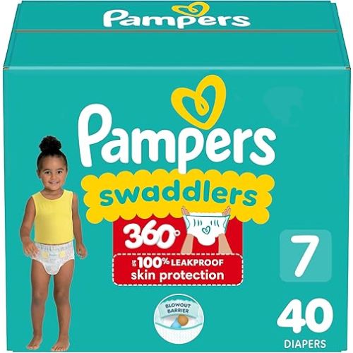 Pampers Swaddlers 360 Pull-On Diapers, Size 7, 40 Count for up to 100% Leakproof Skin Protection and Easy Changes