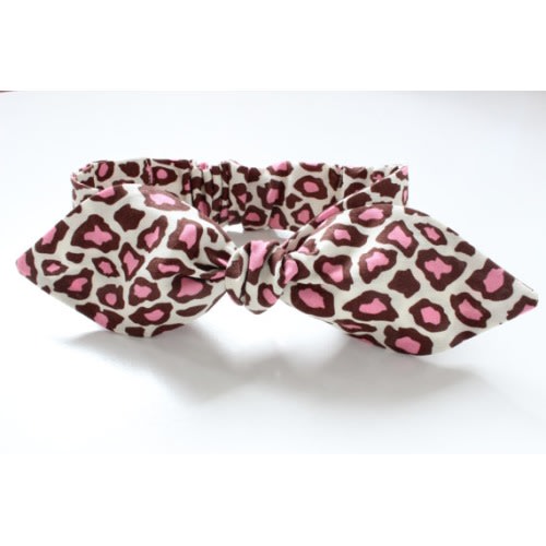 Adjustable Baby Top knot headband pink leopard by LiddleBerry
