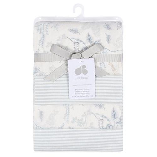 Just Born Baby 4 Pack Cotton Flannel Blankets