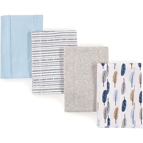 Touched by Nature Unisex Baby Organic Cotton Burp Cloths, Boy Feathers, One Size