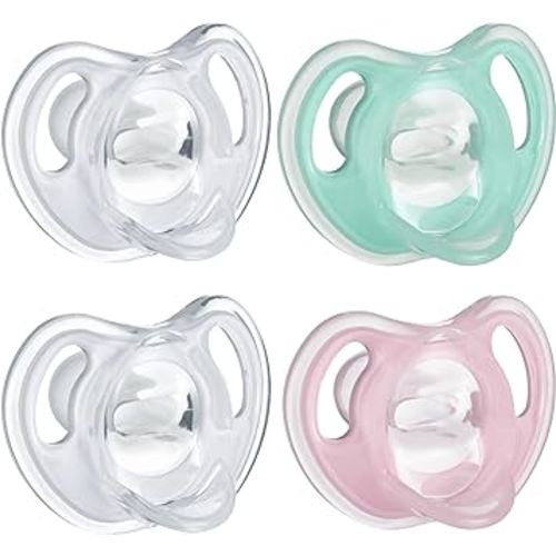 Tommee Tippee Ultra-Light Silicone Pacifier, Symmetrical One-Piece Design, BPA-Free Silicone Binkies, 0-6m, 4-Count