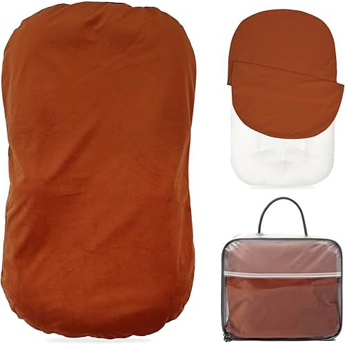 Baby Lounger - Snuggle Cozy Me Infant Lounger for Newborns | Flannel Cover, Breathable Soft, Portable Awake-Time Pad, Essential Baby Gift - Orange