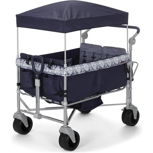 Safety 1st Summit 4 Seater Wagon Stroller, Quad Wagon Stroller with Canopy, Stroller Wagon for Kids, Foldable Kids Wagon Stroller, Navy Ink