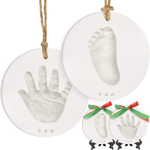Baby Hand and Footprint Kit Girls, Boys - Personalized Baby’s First Christmas Ornament Kit, Newborn Gifts for New Mom, Cute Shower Gifts for Mother's Day, Easy to Use Handprint Ornaments (Glaze Finish)