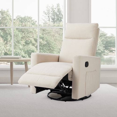 GIANNA Glider Rocker Recliner Chair with Adjustable Backrest and Footrest, Beige