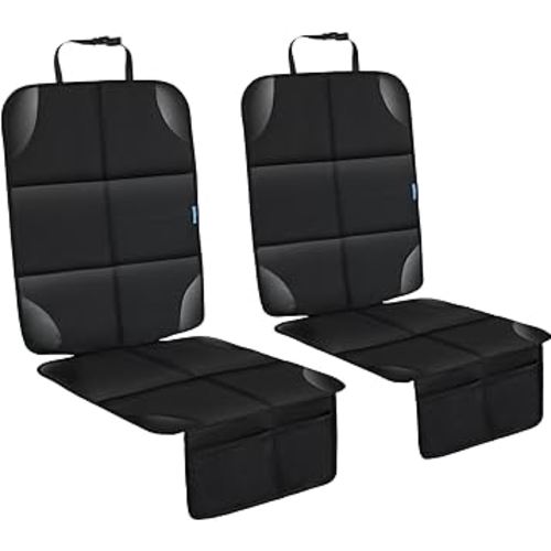 Car Seat Protector for Child Carseat, 2 Pack Protect Car Seats Cover for Baby with Thickest Padding and Non-Slip Padded Backing Mesh Pockets Kids Pets Car Back Seat Protectors