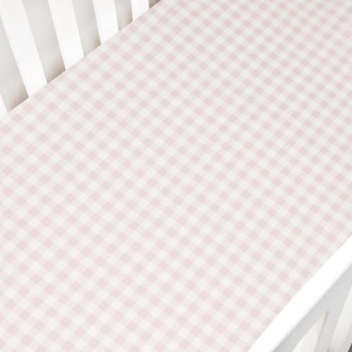 Picnic Gingham Crib Sheet - Pink | Gooselings