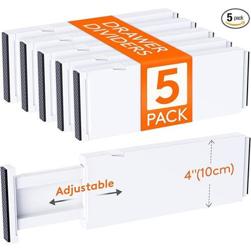 Lifewit 5 Pack Drawer Dividers - Organization and Storage - White