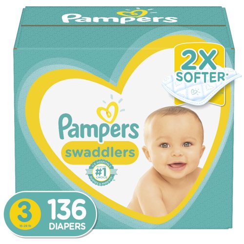 Pampers Swaddlers Soft and Absorbent Diapers, Size 3, 136 Ct