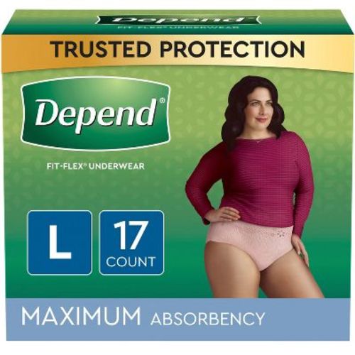 Depend Fit-flex Adult Incontinence Underwear For Women - Maximum Absorbency - Blush