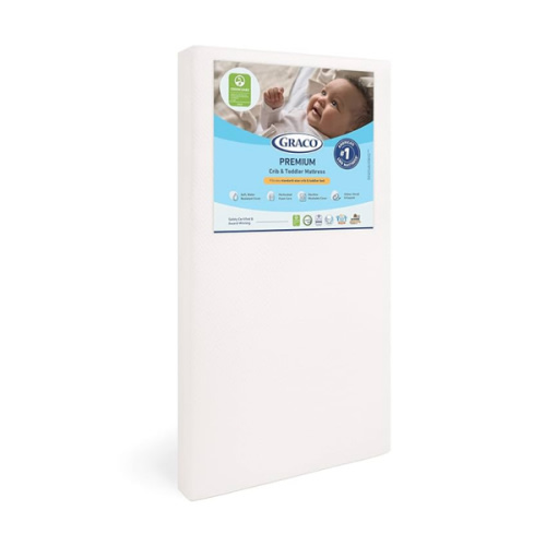 Graco Premium Crib & Toddler Mattress – GREENGUARD Gold Certified & CertiPUR-US Certified, Fits All Standard Crib & Toddler Beds, Waterproof Sleep Surface, Machine-Washable Outer Cover for Easy Care