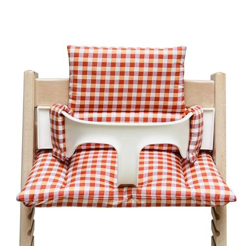 Seat cushion set WASHABLE compatible with / only fits the Tripp Trapp high chair from Stokke Orange Purple Pink Checkered