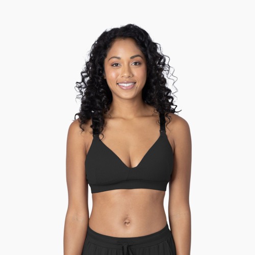 Kindred Bravely Ribbed Signature Cotton Nursing & Maternity Bra - Black, X-Large